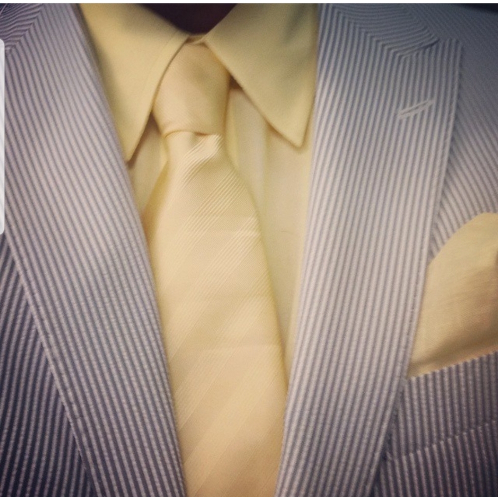 Gray and White Striped Seersucker Blazer 42R